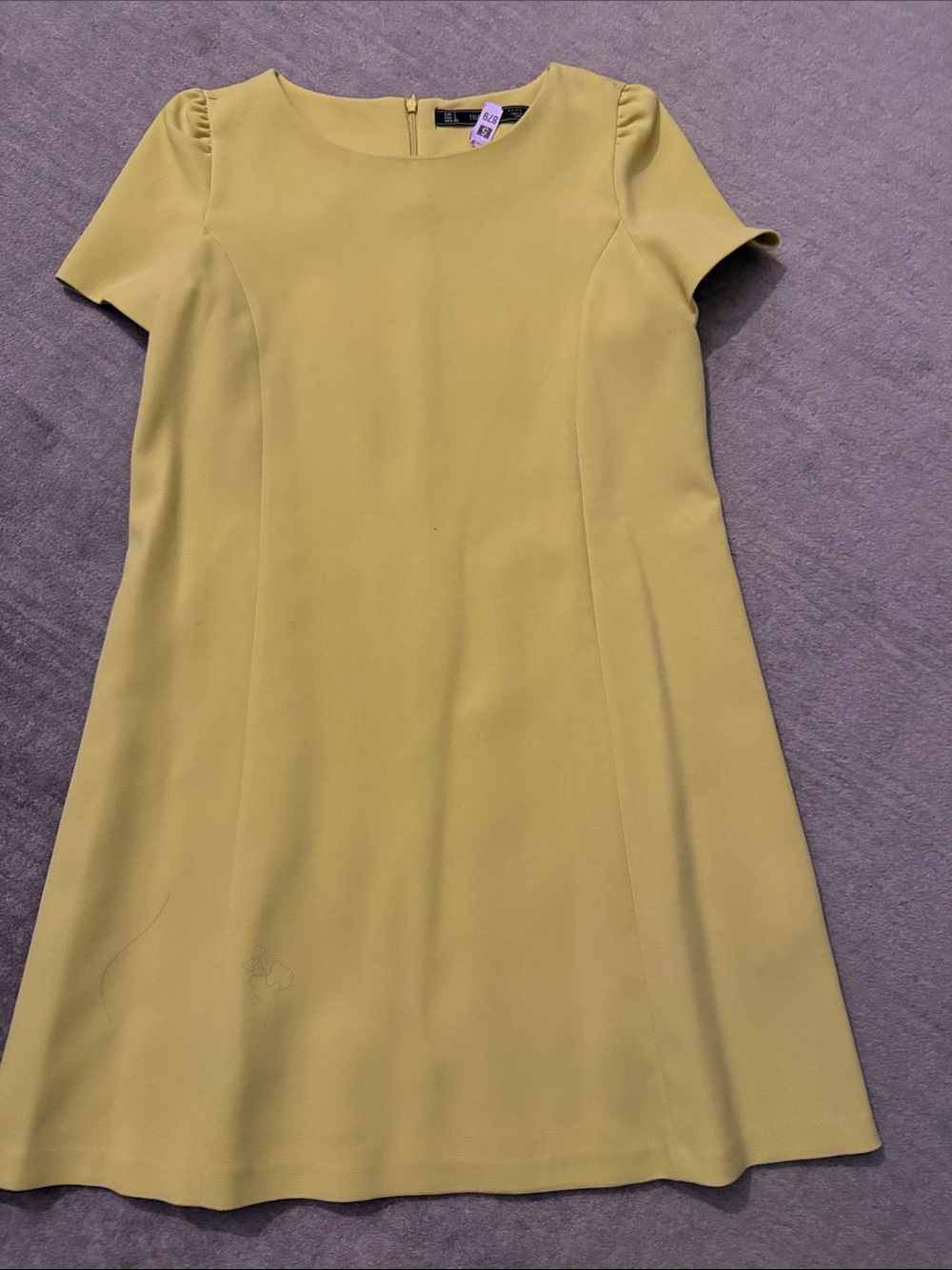 Zara Short-Sleeve Shift Dress in Yellow